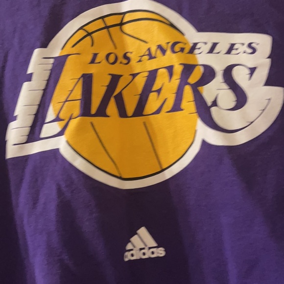 Adidas Los Angeles Lakers Licensed NBA Vintage Men’s Purple Gold XL T-Shirt - Picture 3 of 6